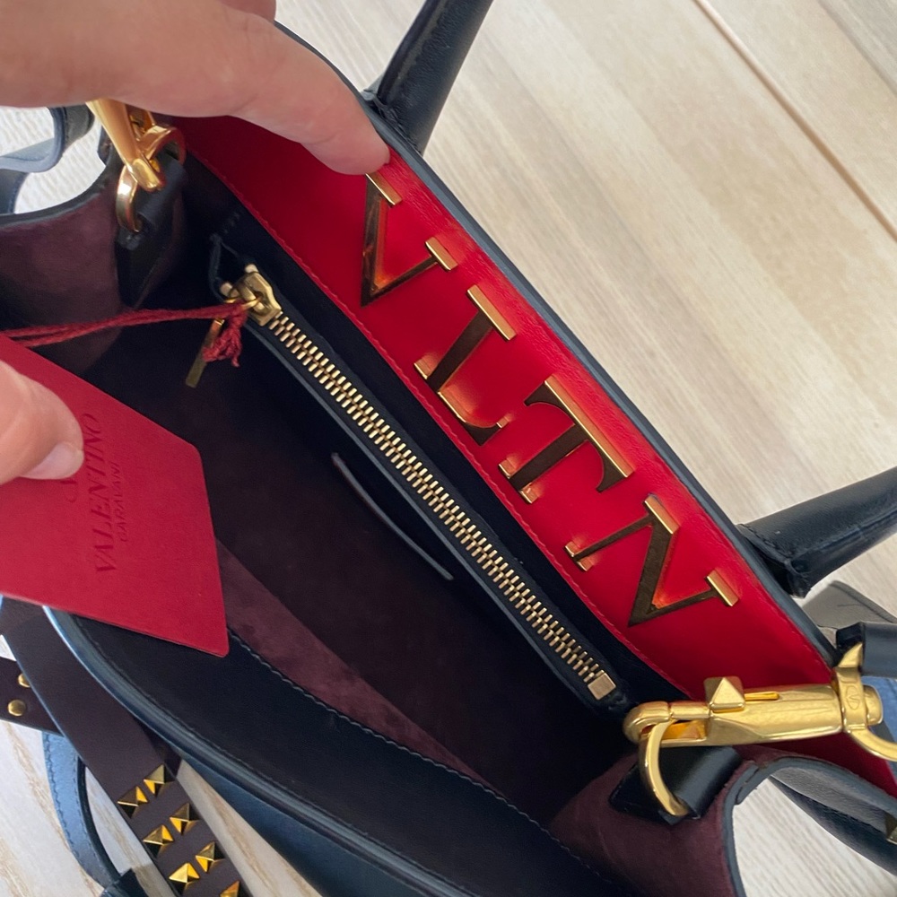 Valentino Tote Bag black and red with gold studs details (wore it once)